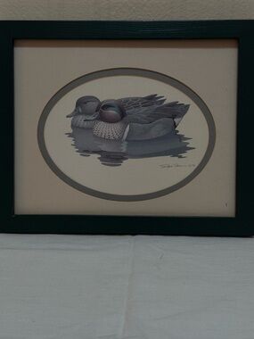 Vintage 1981 Duck Print by Richard Sloan; Matted In Wood Frame